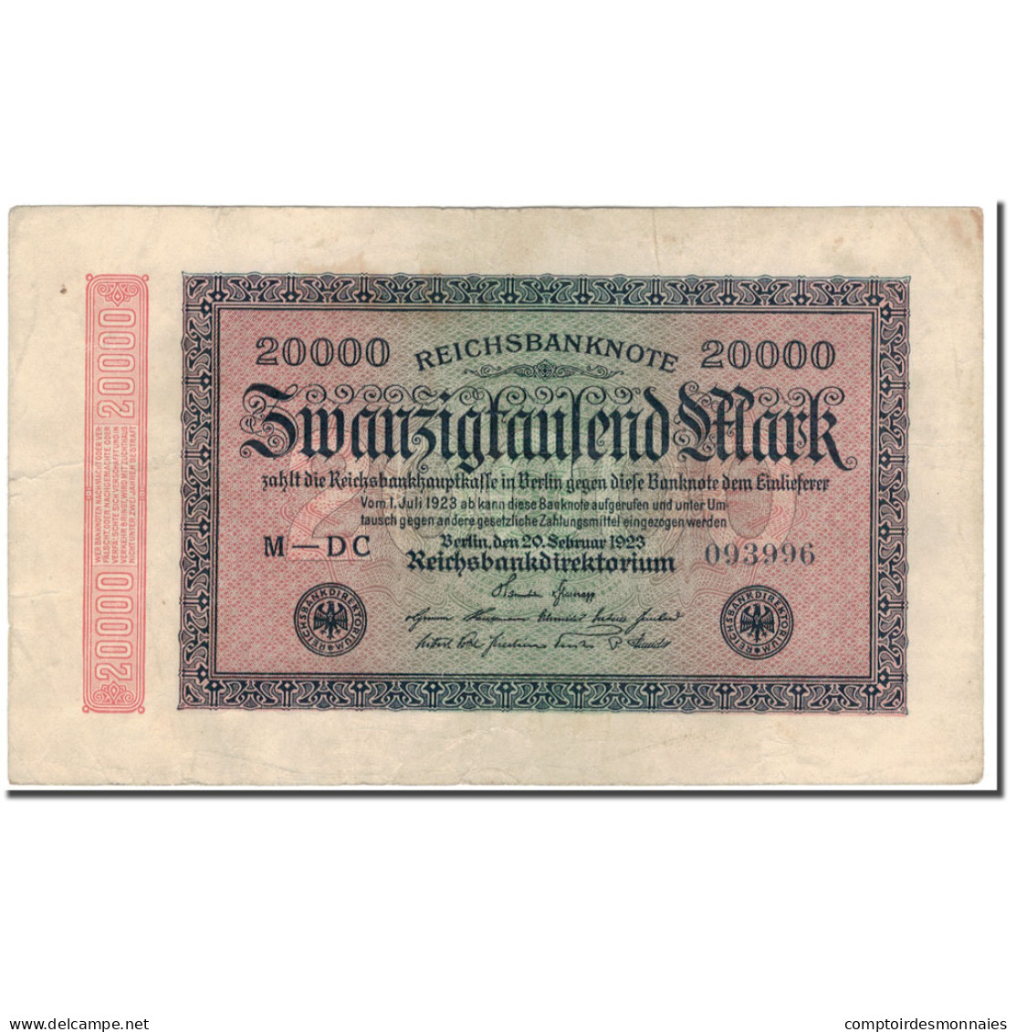 Billet, Allemagne, 20,000 Mark, 1923-02-20, KM:85b, TTB - 20000 Mark
