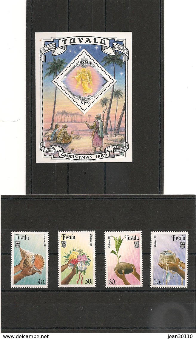 TUVALU Années 1988/90 Noël N°Y/T : 508/10**-523/26**- 551/54**  Et Bloc 36**  Côte : 23,85 € - Tuvalu