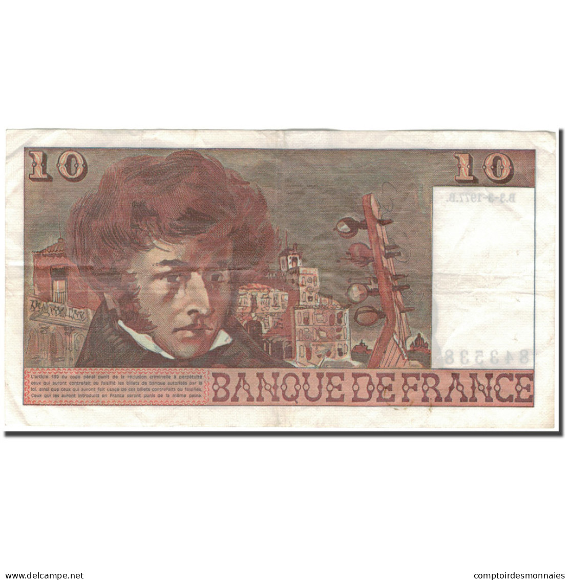 France, 10 Francs, 10 F 1972-1978 ''Berlioz'', 1977-03-03, TB+, Fayette:63.21 - 10 F 1972-1978 ''Berlioz''