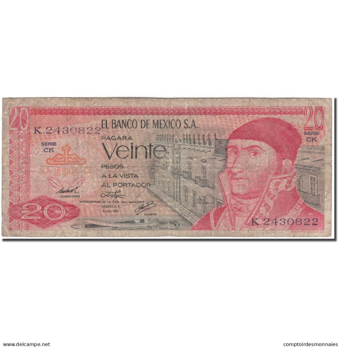 Billet, Mexique, 20 Pesos, 1976-07-08, KM:64c, B - Mexique