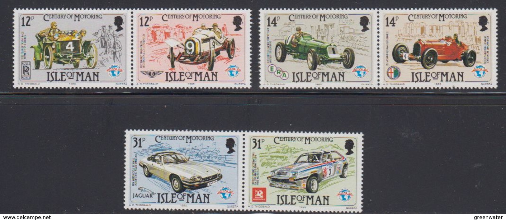 Isle Of Man 1985 Classic Cars 6v ** Mnh (40933) - Man (Eiland)