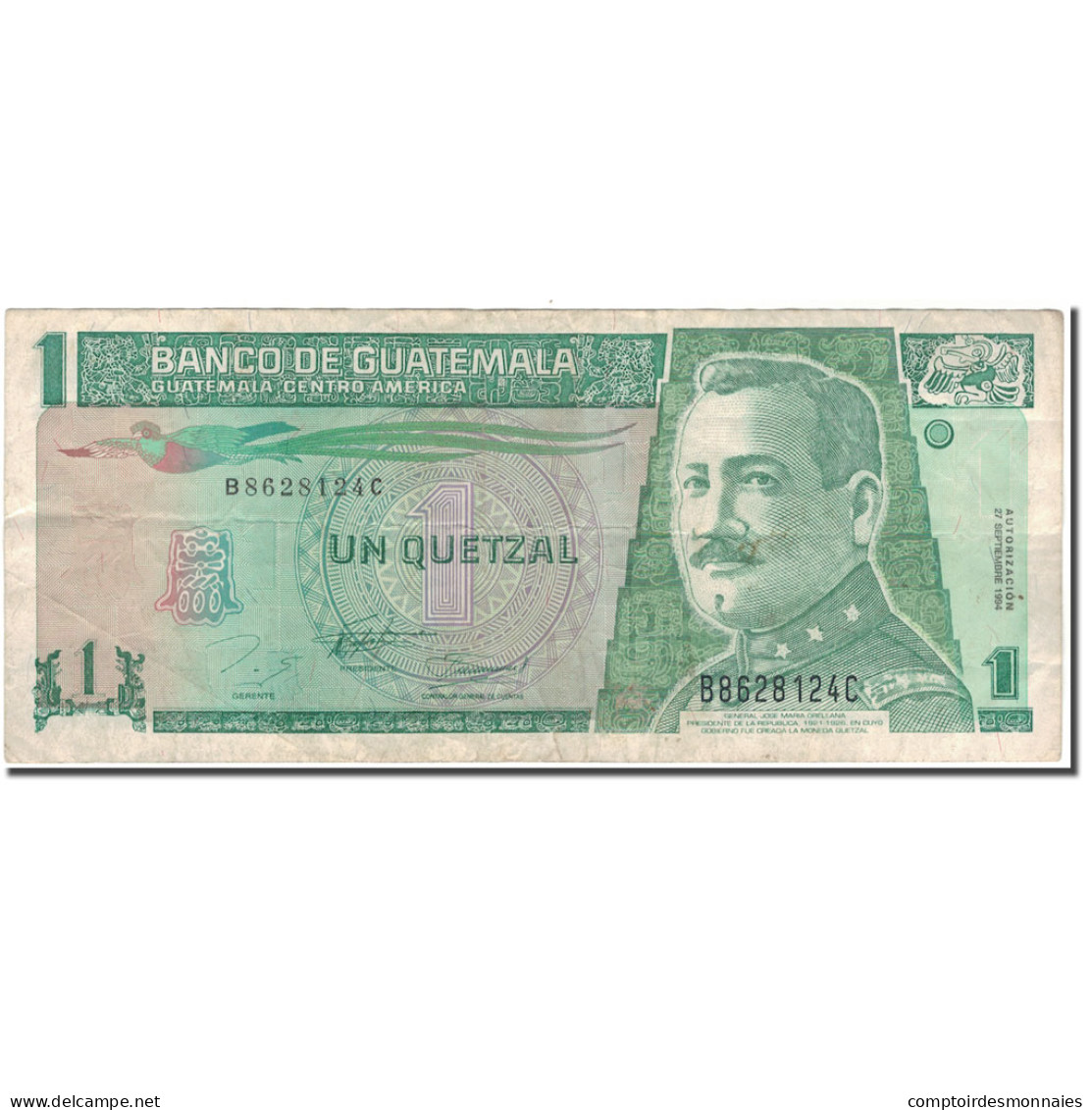 Billet, Guatemala, 1 Quetzal, 1994-09-27, KM:90, TB+ - Guatemala