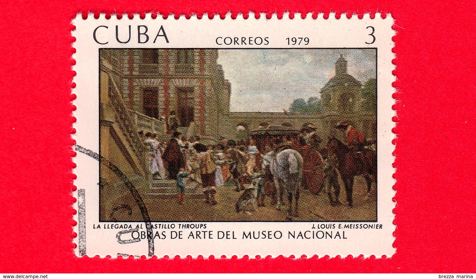 CUBA - Usato - 1979 - Opere D'arte Del Museo Nazionale -  L'arrivo Al Castello, Dipinto J. Louis E. Meissonier - 3 - Usati