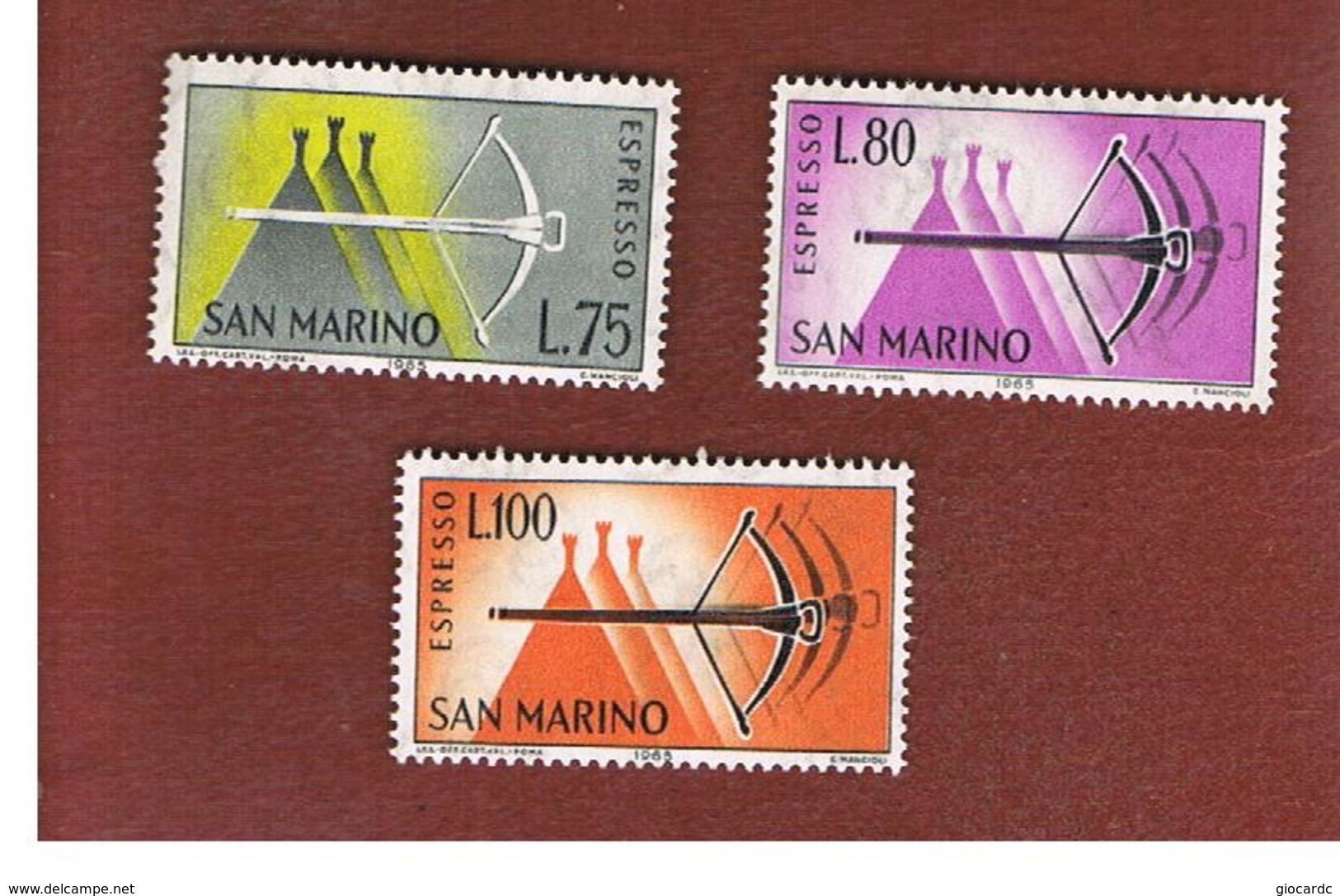 SAN MARINO - UNIF. E27.E29 ESPRESSO - 1966 BALESTRA (SERIE COMPLETA DI 3) -  MINT** - Timbres Express