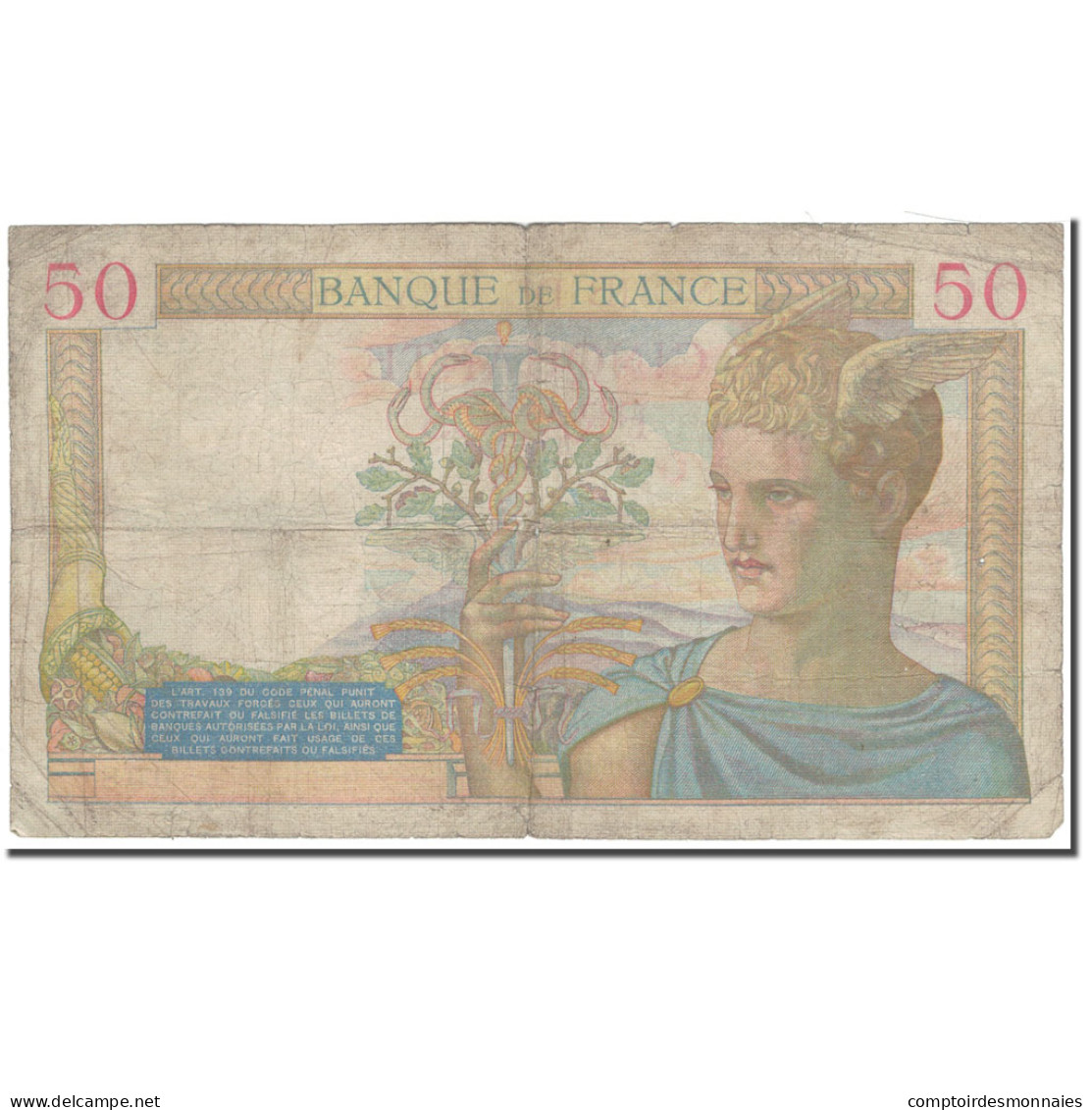 France, 50 Francs, 50 F 1934-1940 ''Cérès'', 1936-06-18, B, Fayette:17.27 - 50 F 1934-1940 ''Cérès''