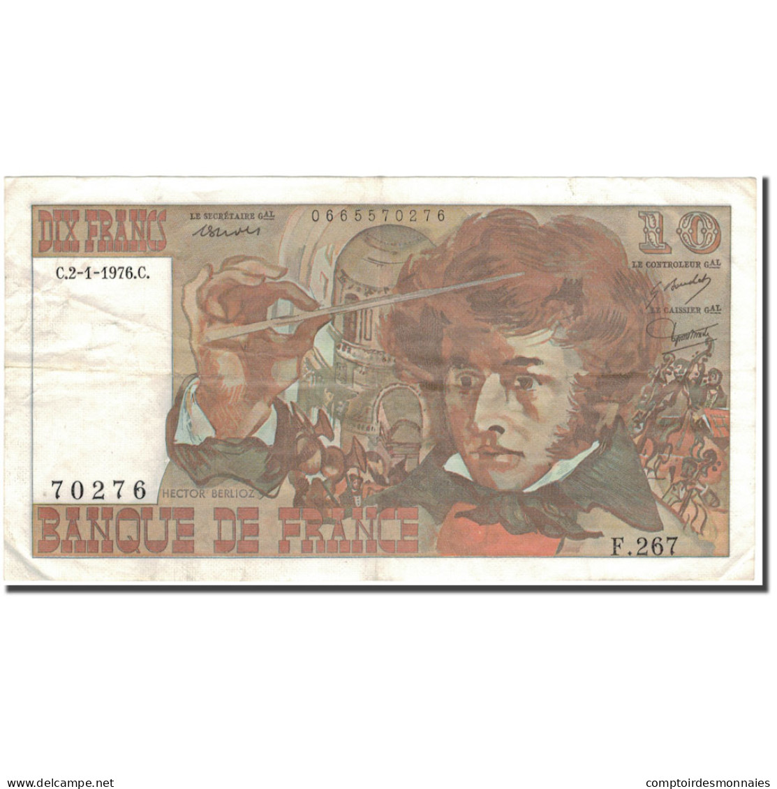 France, 10 Francs, 10 F 1972-1978 ''Berlioz'', 1976-01-02, TB, Fayette:63.16 - 10 F 1972-1978 ''Berlioz''