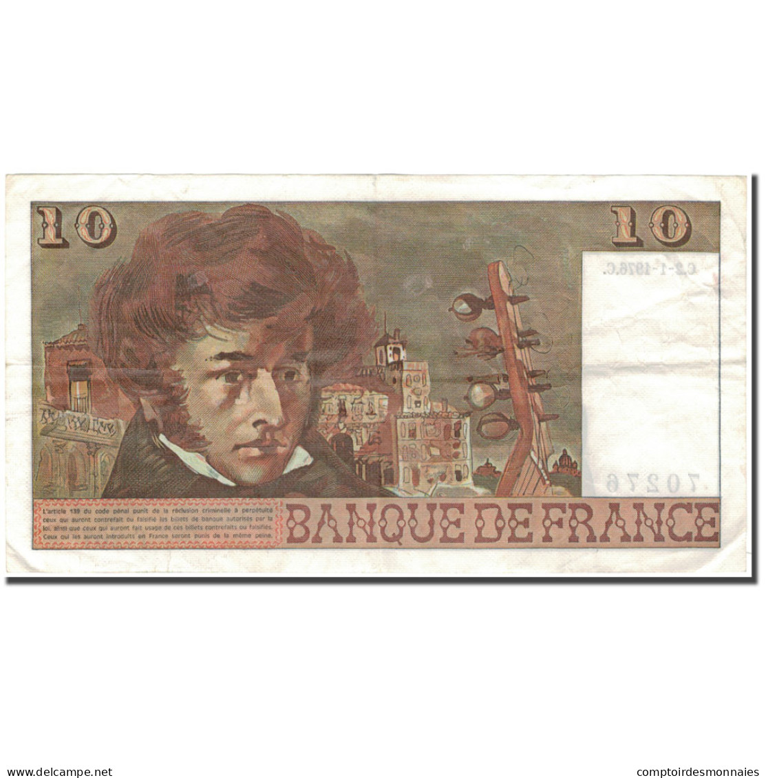 France, 10 Francs, 10 F 1972-1978 ''Berlioz'', 1976-01-02, TB, Fayette:63.16 - 10 F 1972-1978 ''Berlioz''