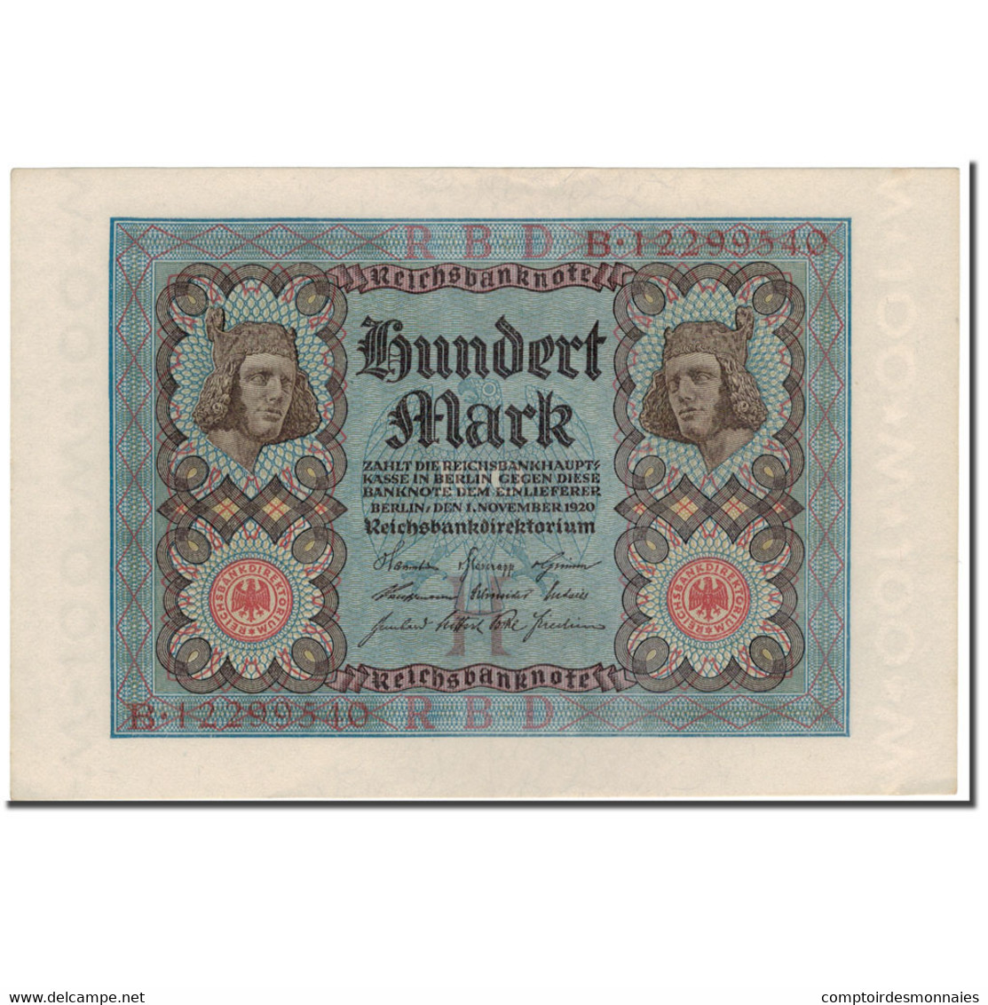 Billet, Allemagne, 100 Mark, 1920-11-01, KM:69b, SPL - 100 Mark