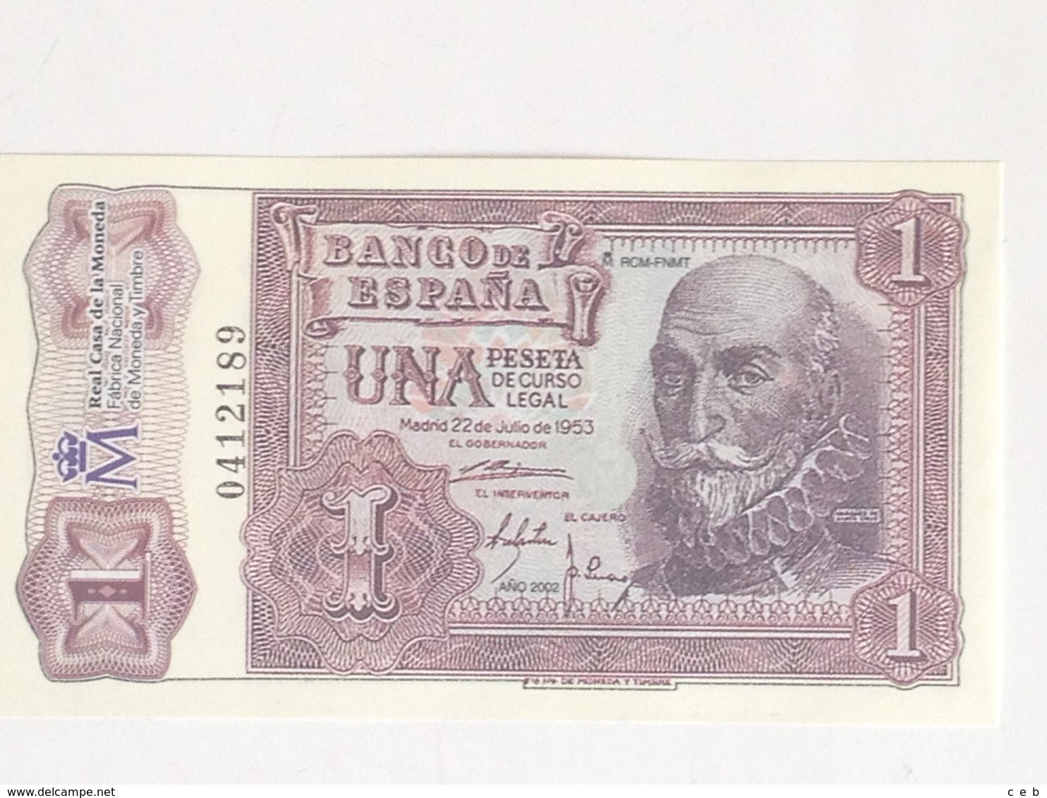 Billete 1 Peseta. 1953. España. Facsimil. Marqués De Santa Cruz. Sin Serie. Sin Circular - 1-2 Pesetas