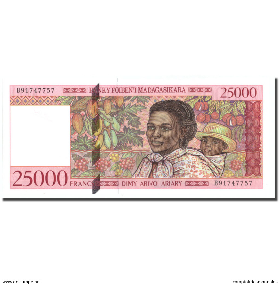 Billet, Madagascar, 25,000 Francs = 5000 Ariary, Undated (1998), KM:82, SPL+ - Madagascar