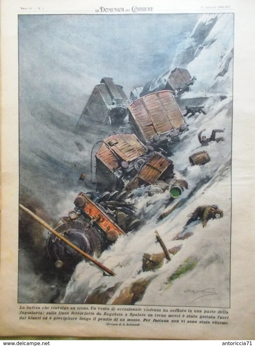 La Domenica Del Corriere 12 Gennaio 1941 WW2 Bombardamento A Londra Pascoli Rodi - Oorlog 1939-45