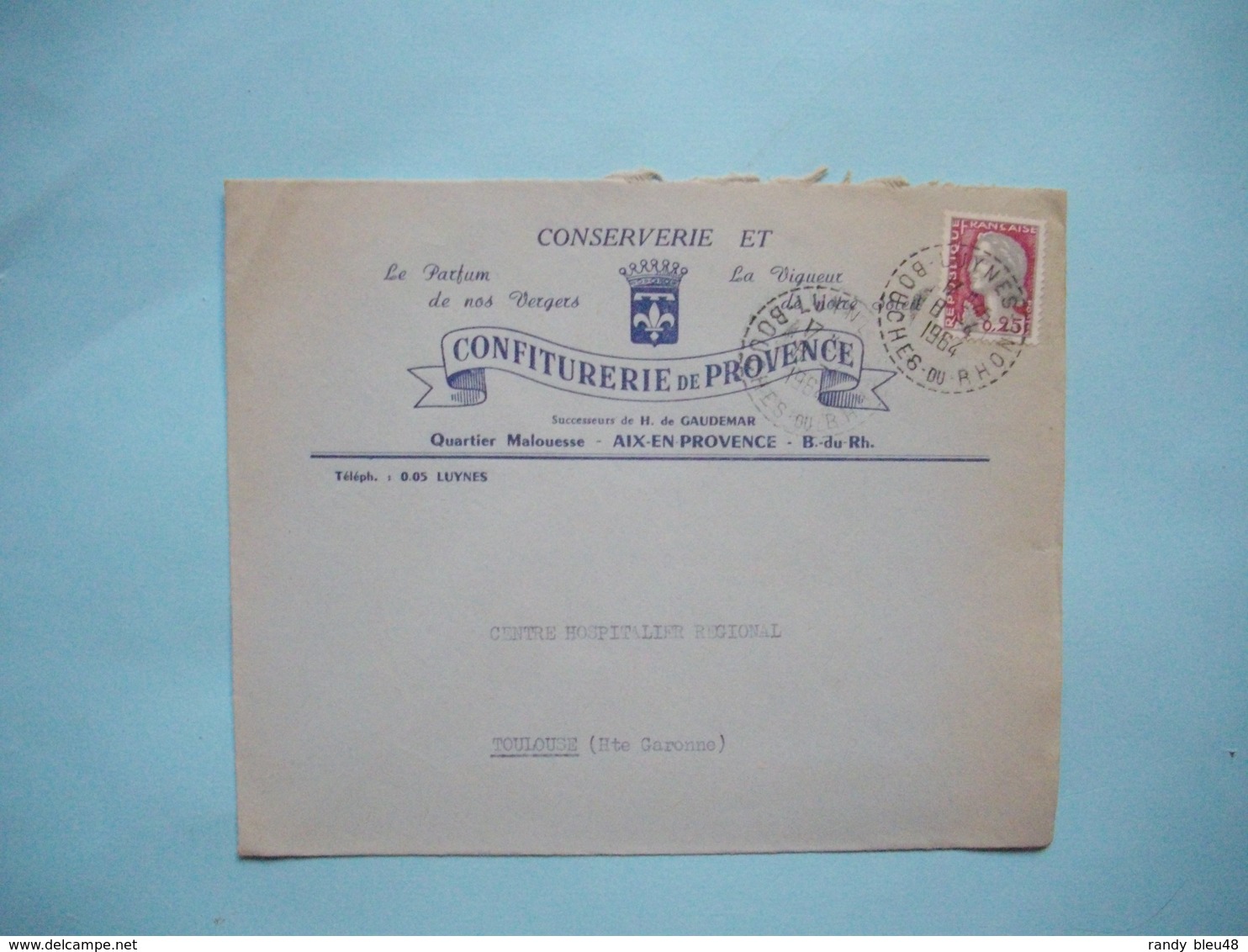 ENVELOPPE PUBLICITAIRE  -  CONFITURERIE DE PROVENCE  -  AIX  -  13  -  Bouches Du Rhône  -  1964  - - Autres & Non Classés