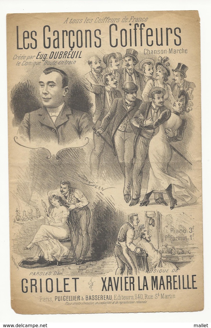 Les Garçons Coiffeurs - Paroles Et Partition (chanson Marche) - Document De 4 Pages - état Moyen - Partitions Musicales Anciennes