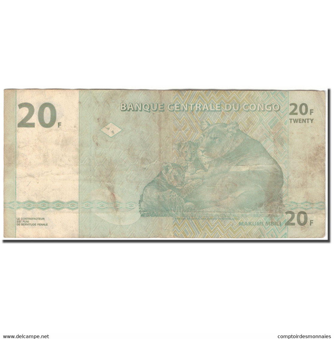 Billet, Congo Democratic Republic, 20 Francs, 2003-06-30, KM:94a, B+ - République Démocratique Du Congo & Zaïre