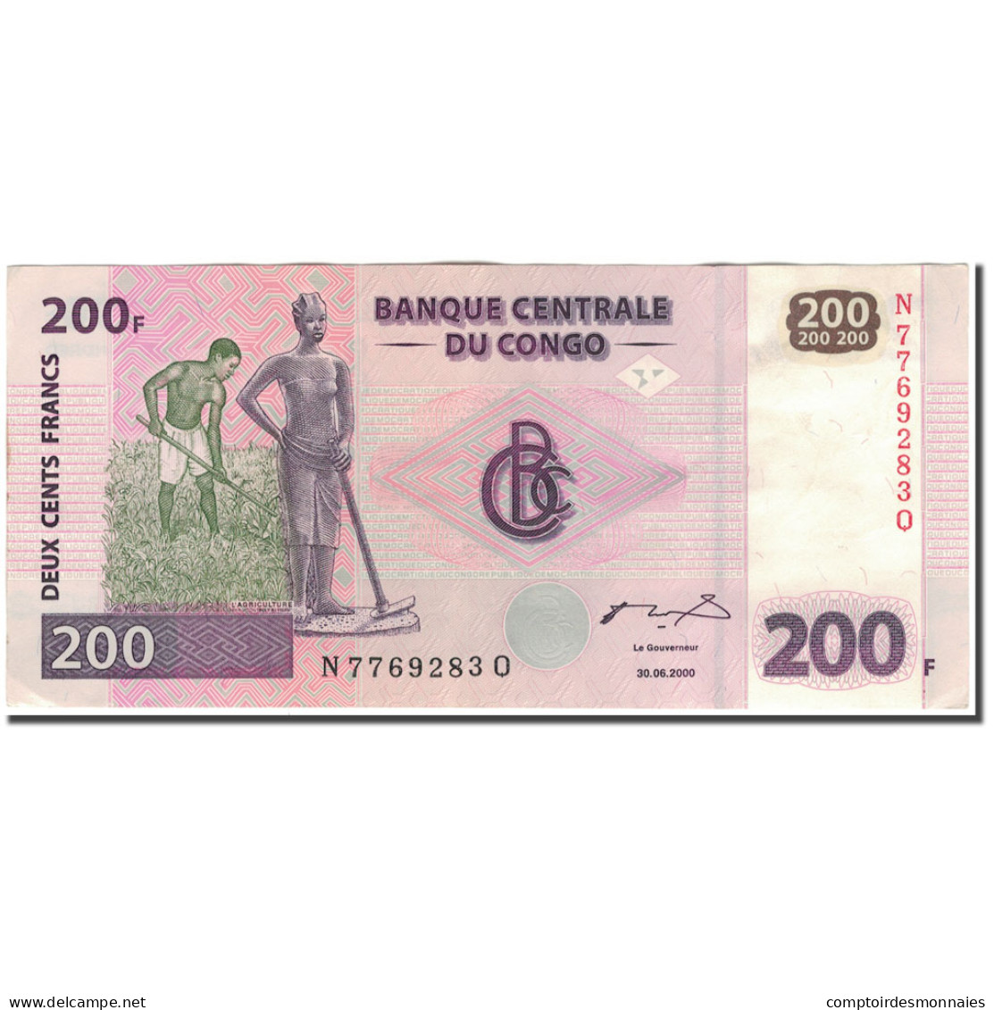 Billet, Congo Democratic Republic, 200 Francs, 2000-06-30, KM:95a1, SUP - République Démocratique Du Congo & Zaïre