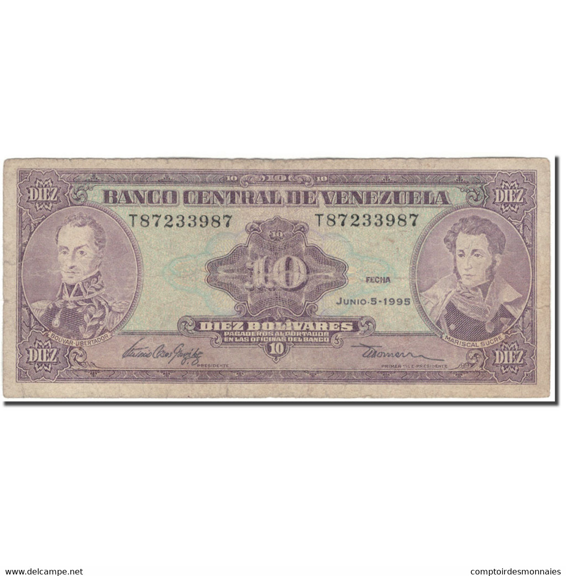 Billet, Venezuela, 10 Bolívares, 1995-06-05, KM:61d, B - Venezuela