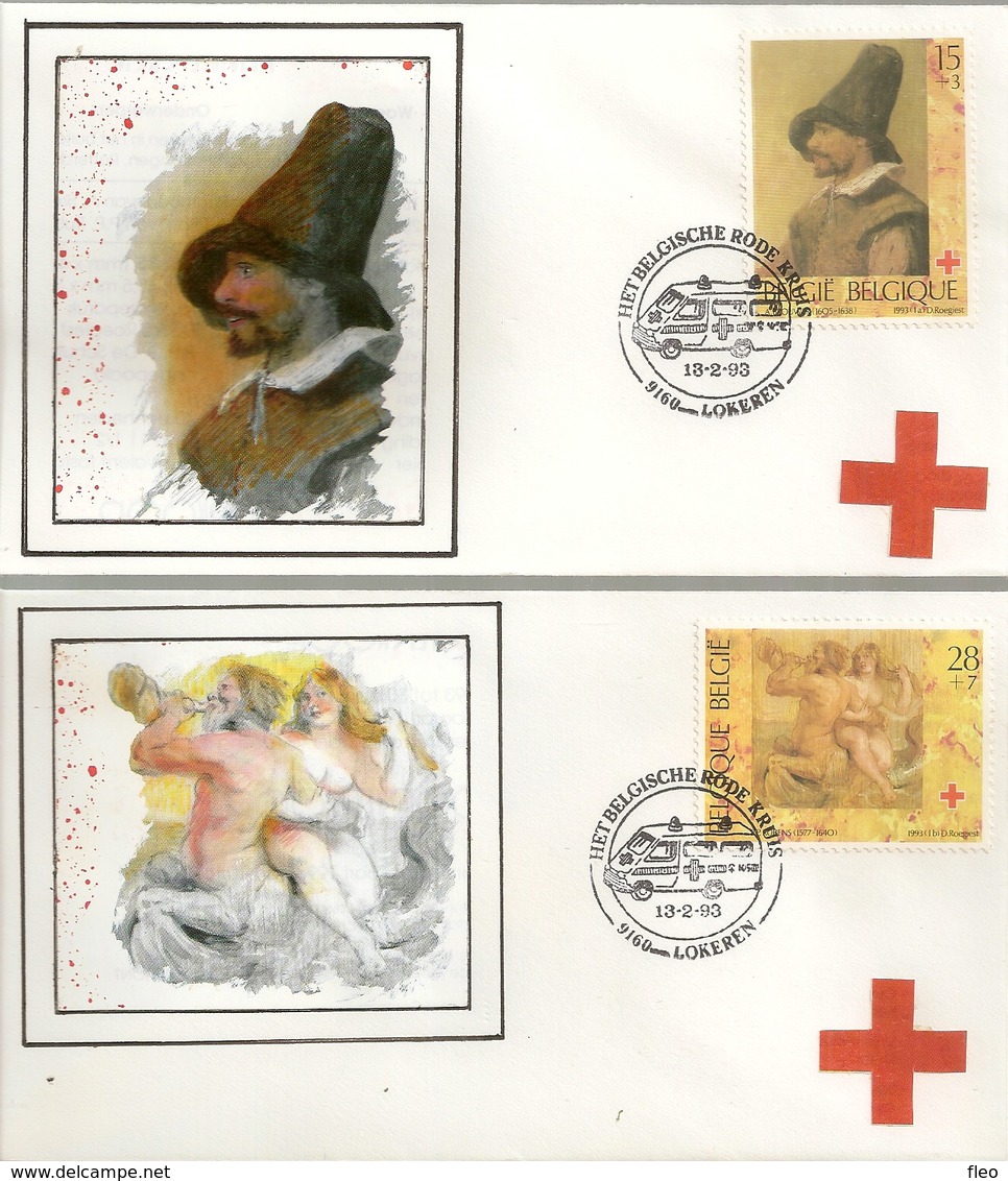 BELG.1993  2489 & 2490 FDC's ( Lokeren ): "  Croix Rouge Belge  - Het Belgische Rode Kruis " - 1991-2000