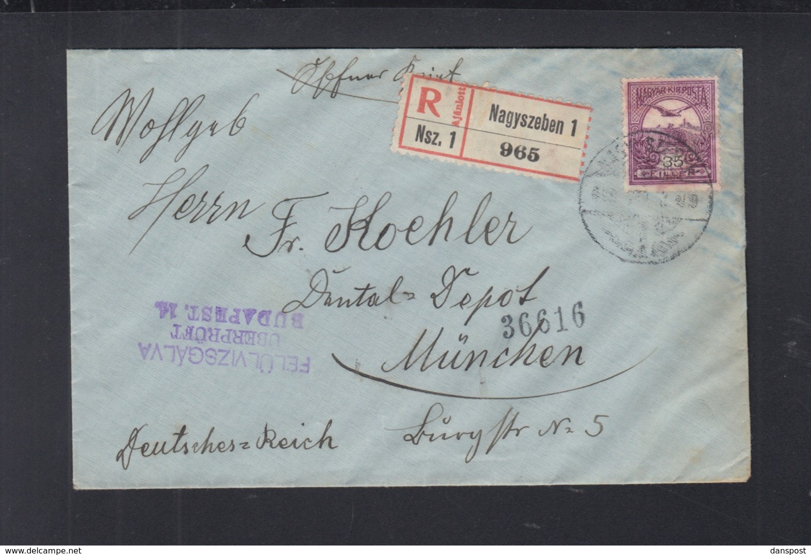 Hungary Registered Cover Nagyszeben Sibiu Romania 1916 To Germany - Covers & Documents