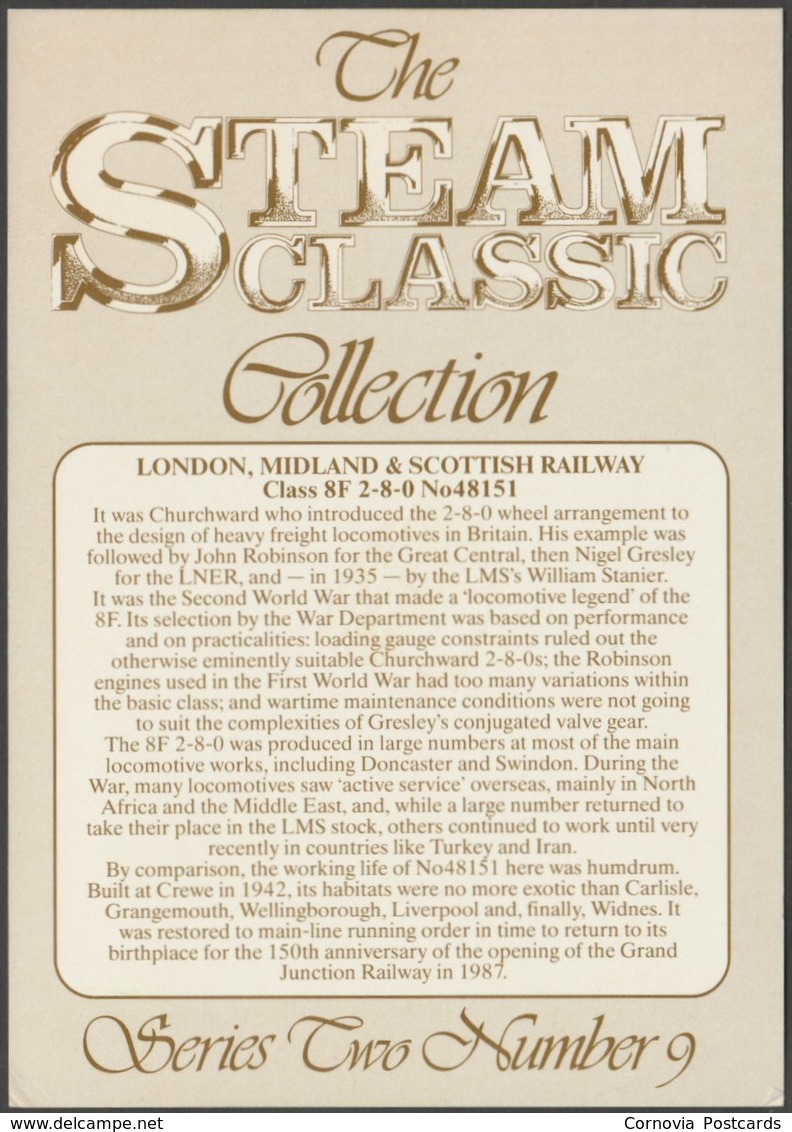 London, Midland & Scottish Railway Class 8F 2-8-0 No 48151 - Steam Classic Postcard - Trains