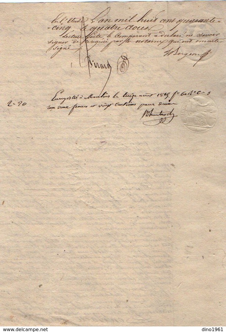 VP13.121 - MOULINS -  Acte De 1845 - Entre Mrs SELLIER Marchand Cordier & BARIN Serrurier Achat D'une Maison - Manuscrits