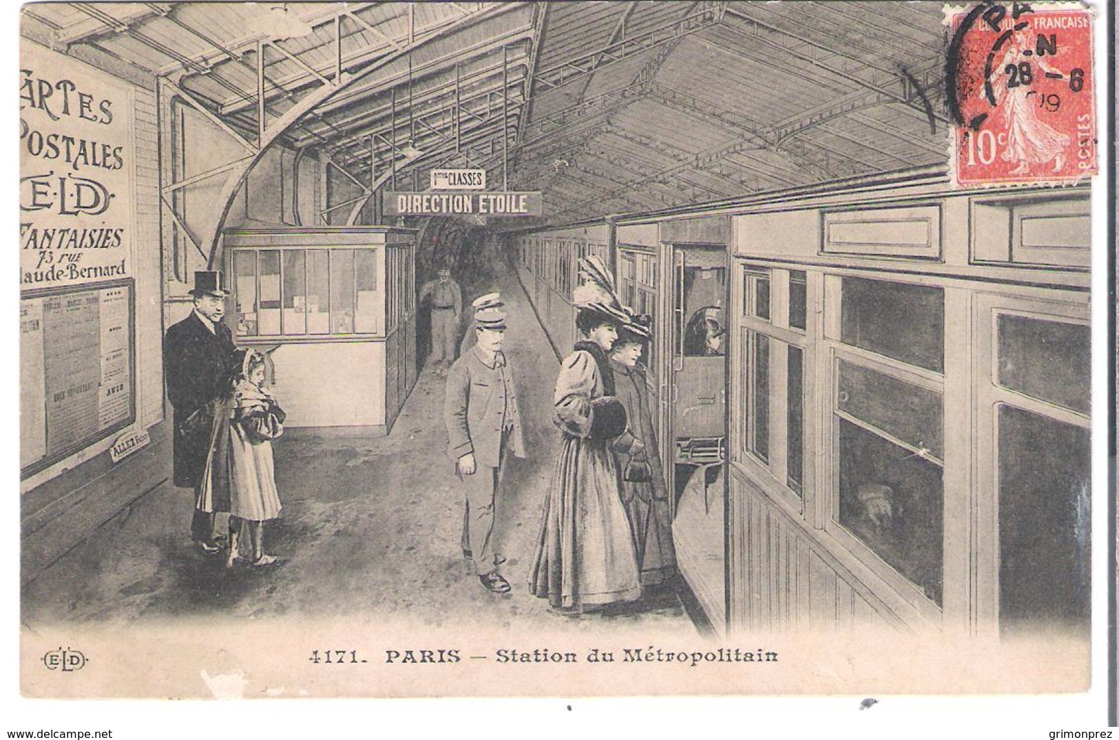 CPA PARIS Station Du Métropolitain    édit ELD  N°4171 (publicité Pour Les CP E LD ) Petit Défaut - Métro Parisien, Gares