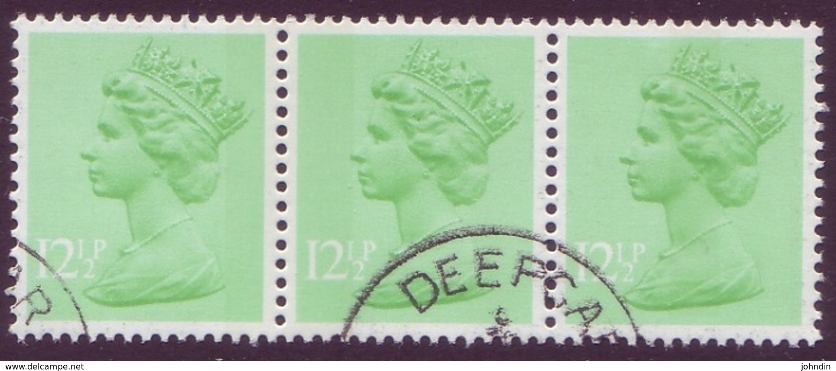 1982 Strip Of 3 X 12½p GB Machins One Has Band At Right, One At Left And One In Center SG X898  X899 & SG X899Ea Used - Machins
