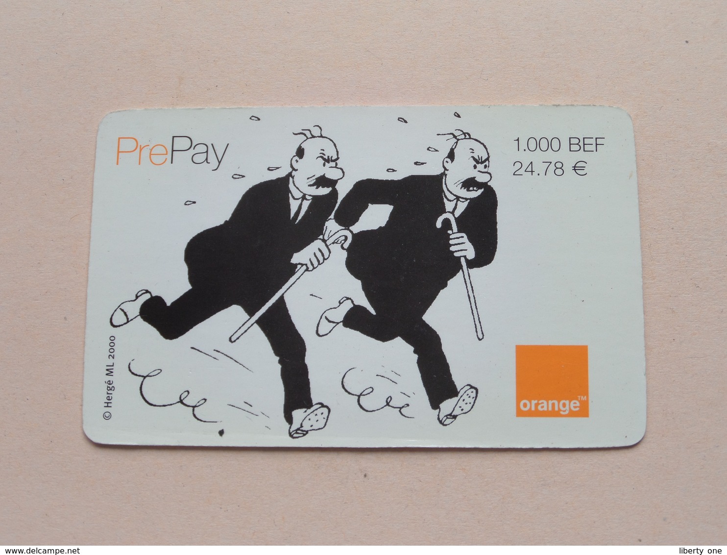 PREPAY ( Hergé ML 2000 ) ORANGE 2001 / Telecard 1000 Bef - 24,78 Euro ! - Cartes GSM, Recharges & Prépayées