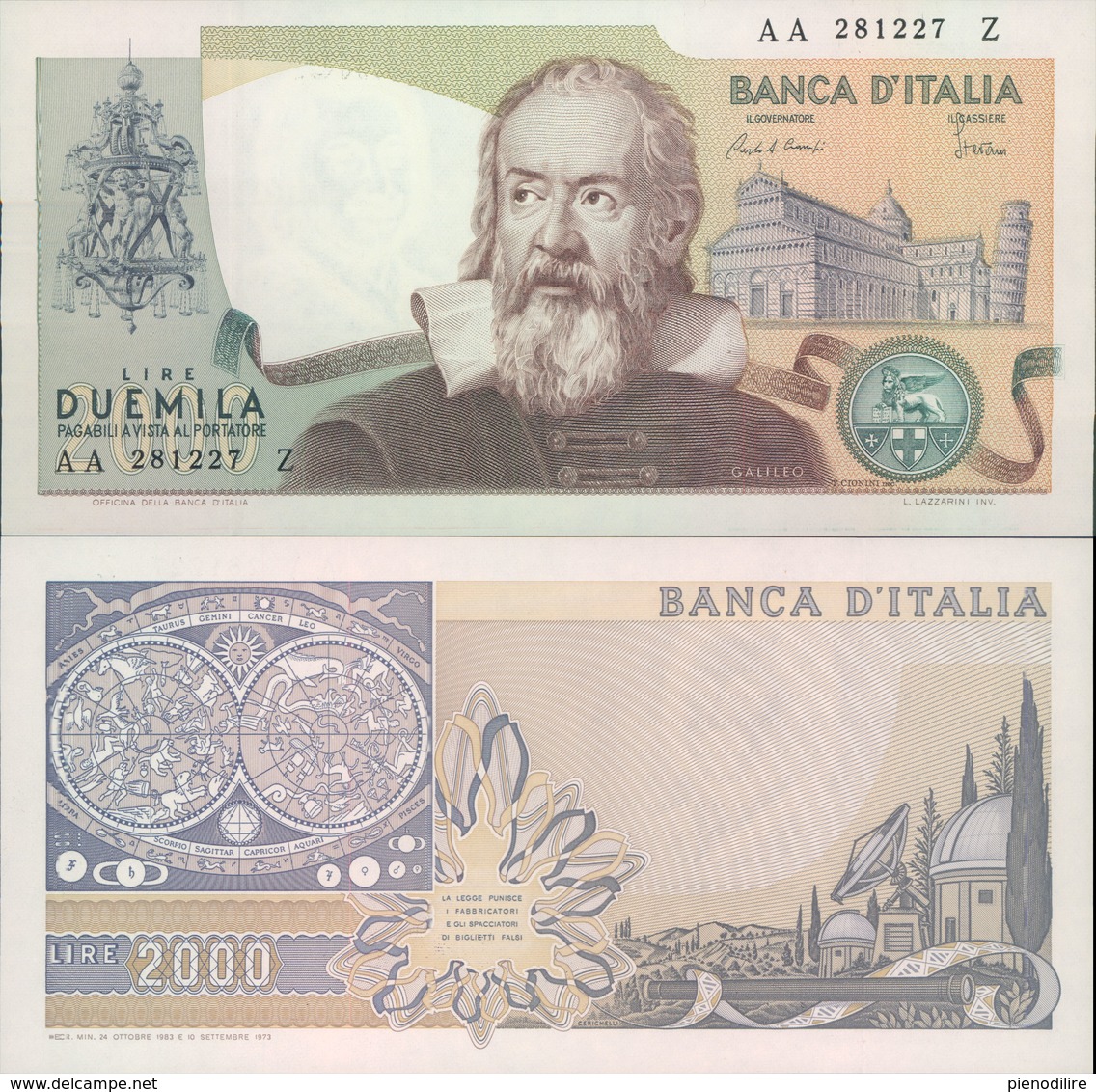 BANCONOTA DA 2.000 LIRE 24/10/1983 GALILEO FDS UNC FERFETTA - 5.000 Lire