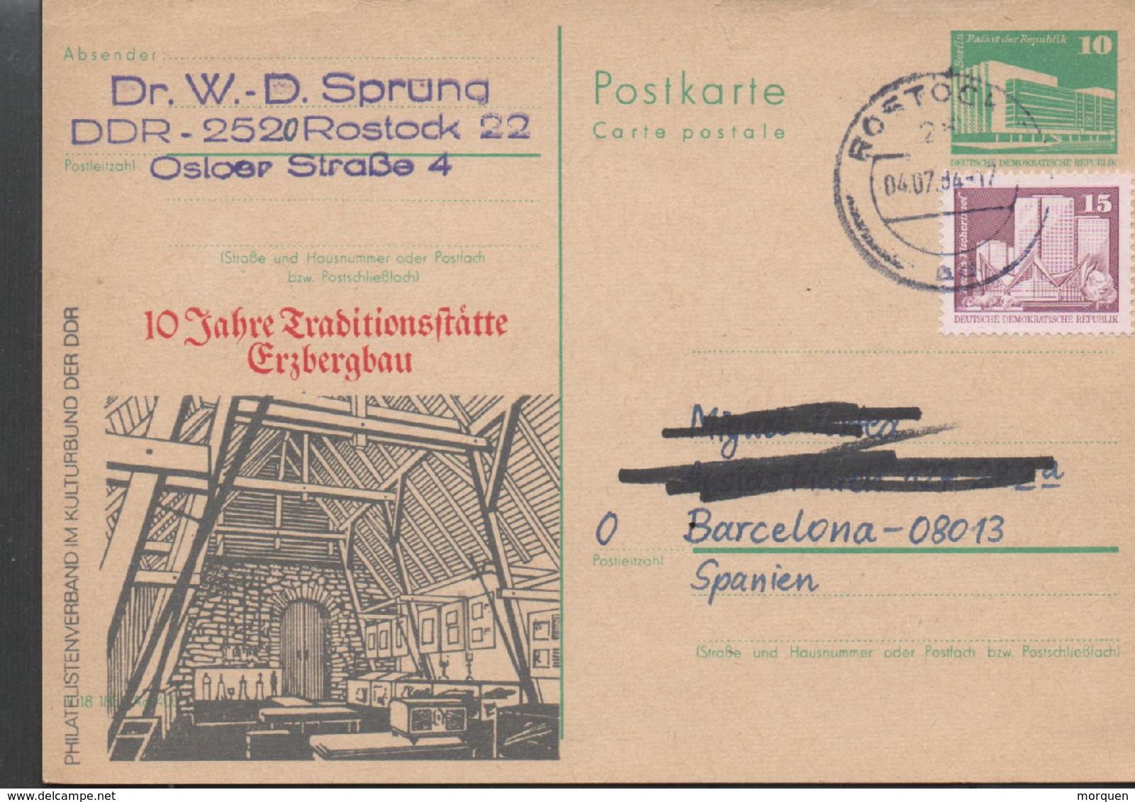 30185. Entero Postal ROSTOCK (Alemania DDR) 1984. 10 Jahre Traditions Erzbergbau - Postales Privados - Usados