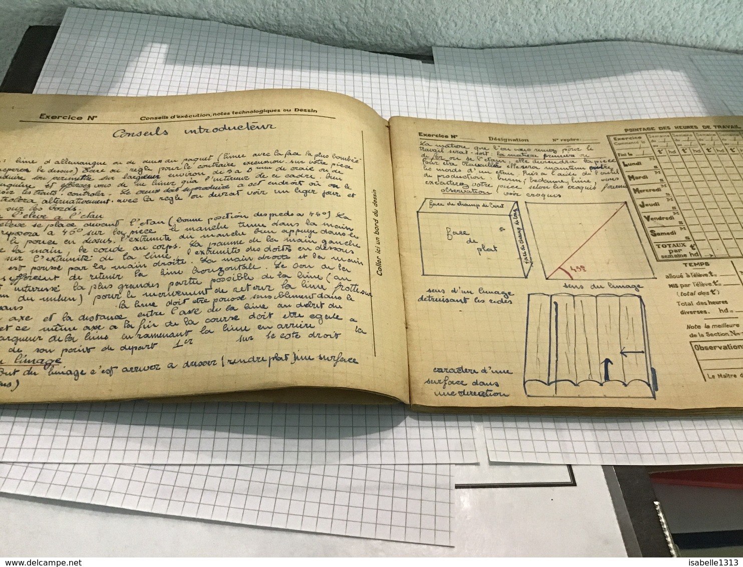 Enseignement  Technique Victor Hugo Marseille Carnet D’atelier Outillage Mise à La Disposition De L’élève Ajustage - Matériel Et Accessoires