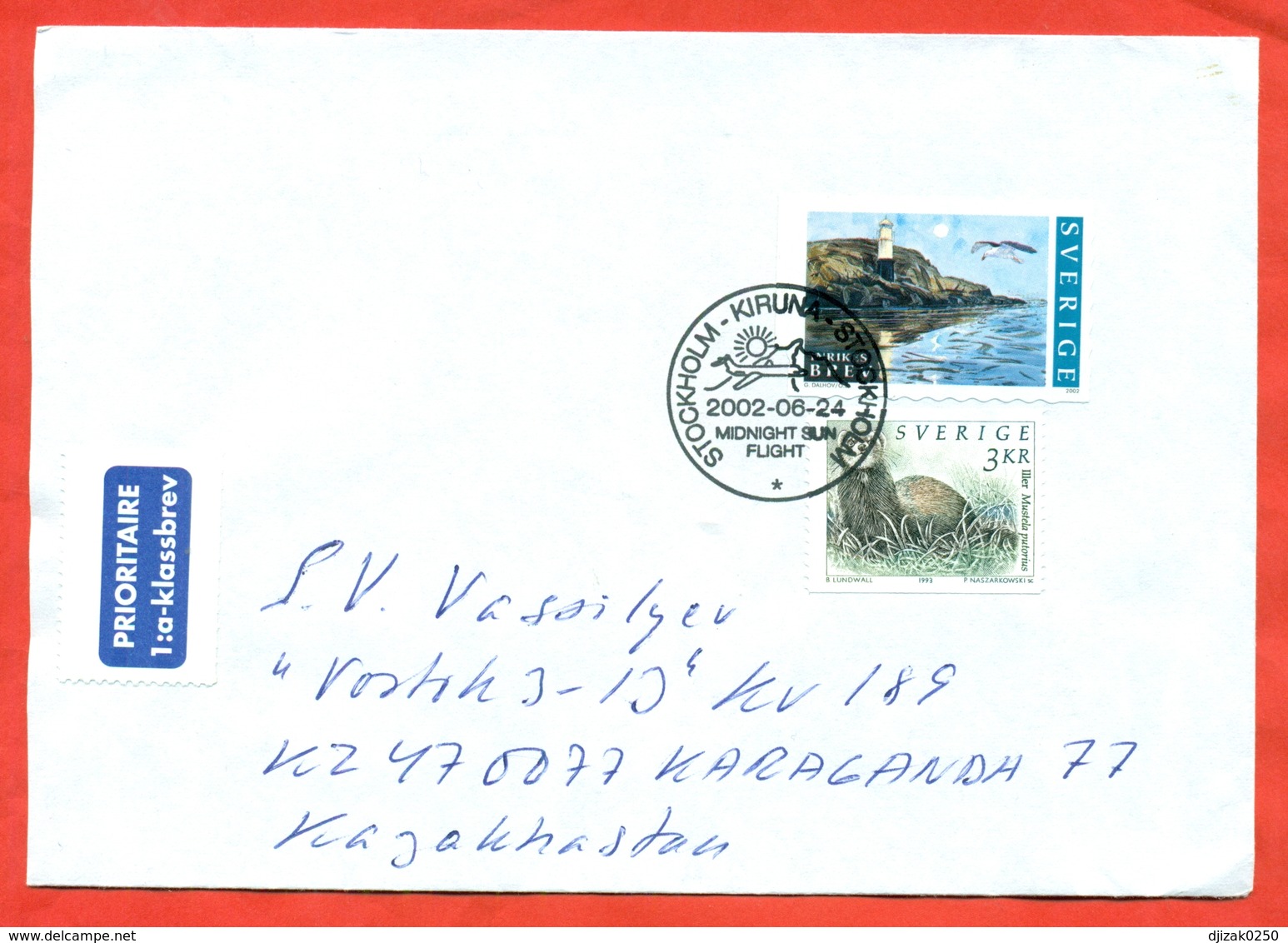 Sweden 2002. Fauna. Special Stamp.Envelope Passed The Mail. Airmail. - Brieven En Documenten