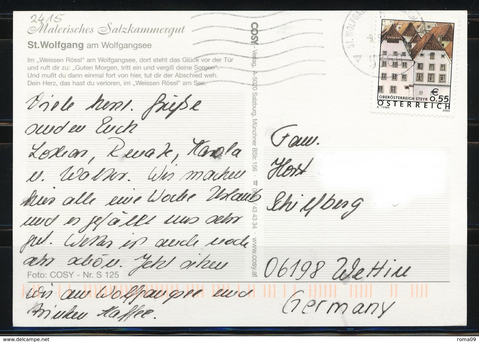 Österreich, MiNr. 2415 Auf Postkarte Nach Deutschland; B-1082 - Briefe U. Dokumente