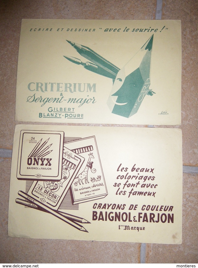 Lot 2 Buvards BAIGNOL & FARJON Les Beaux Coloriages - CRITERIUM & Sergent-Major D'ap. Jacquelin - Stationeries (flat Articles)