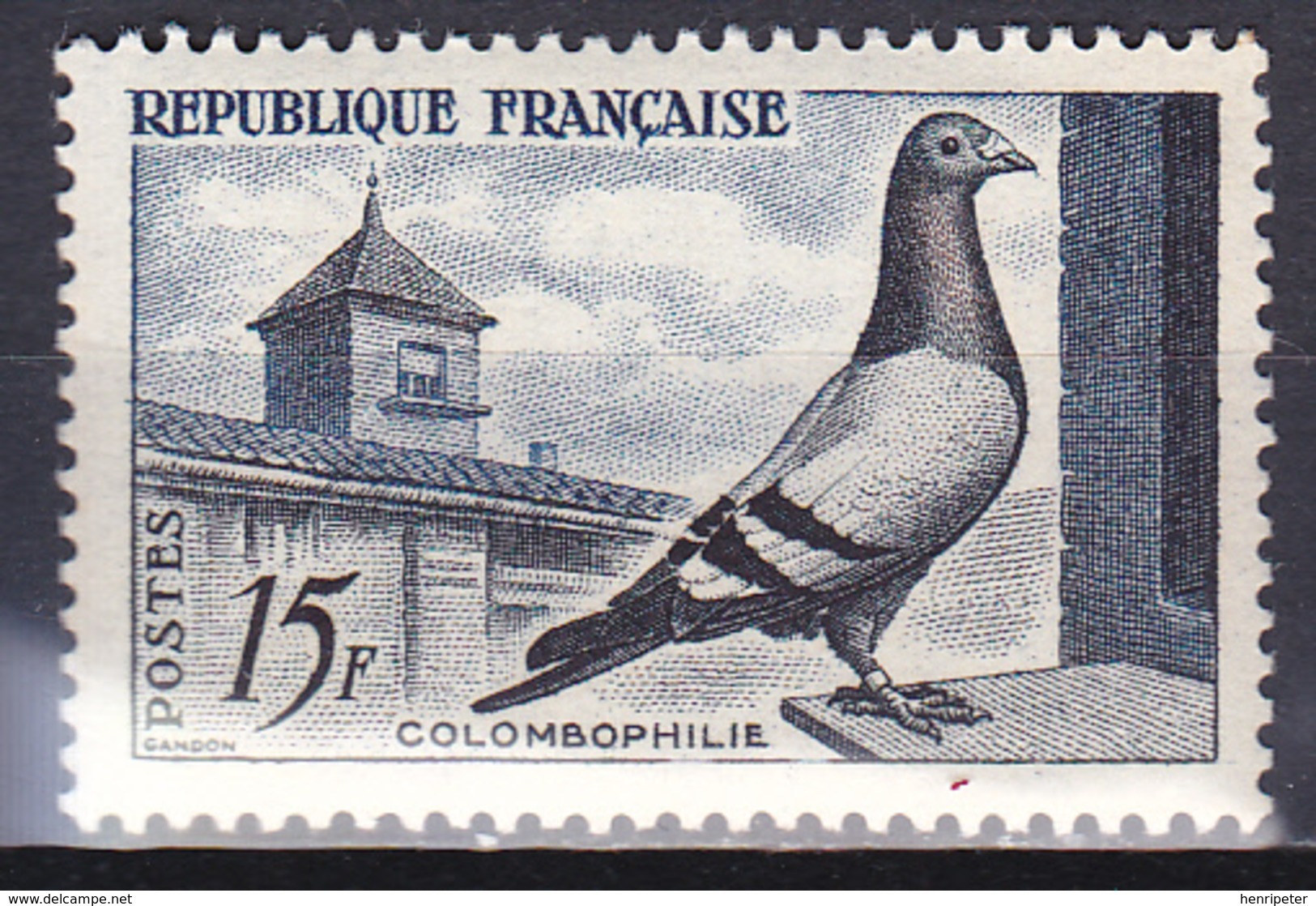 Timbre-poste Gommé Neuf** - En L'honneur De La Colombophilie Pigeon Bleu-Sion-Lamotte - N° 1091 (Yvert) - France 1957 - Nuevos