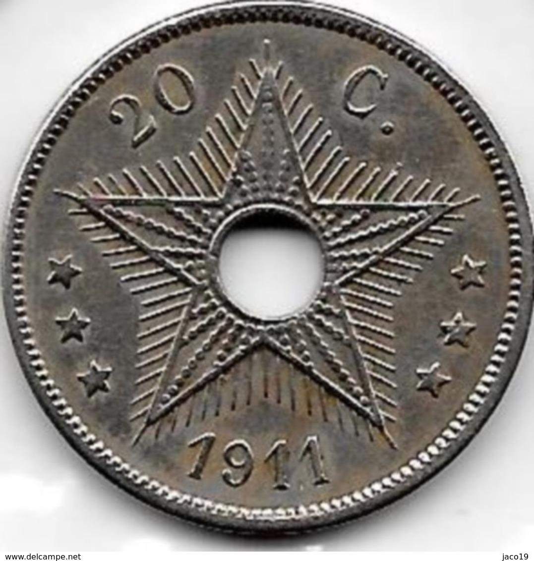 20 Centimes Congo-Belge 1911 - 1910-1934: Albert I