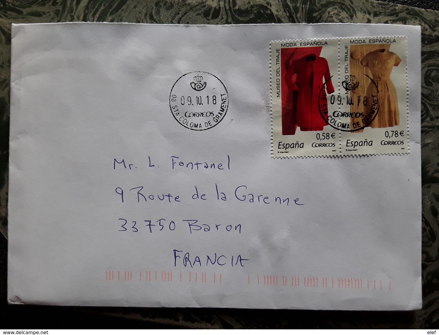 Carta Santa Coloma De Gramenet,Espana / Lettre MODA ESPANOLA Mode Robe Fashion, Museo Del Traje,paire Se Tenant 2018 Tb - Textile