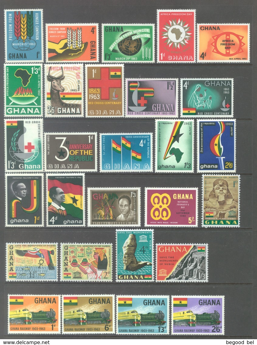 GHANA - 1963 - MNH/** - YEAR COMPLETE SET - Yv BLOC 8 124-155 - Lot 17896 - Ghana (1957-...)