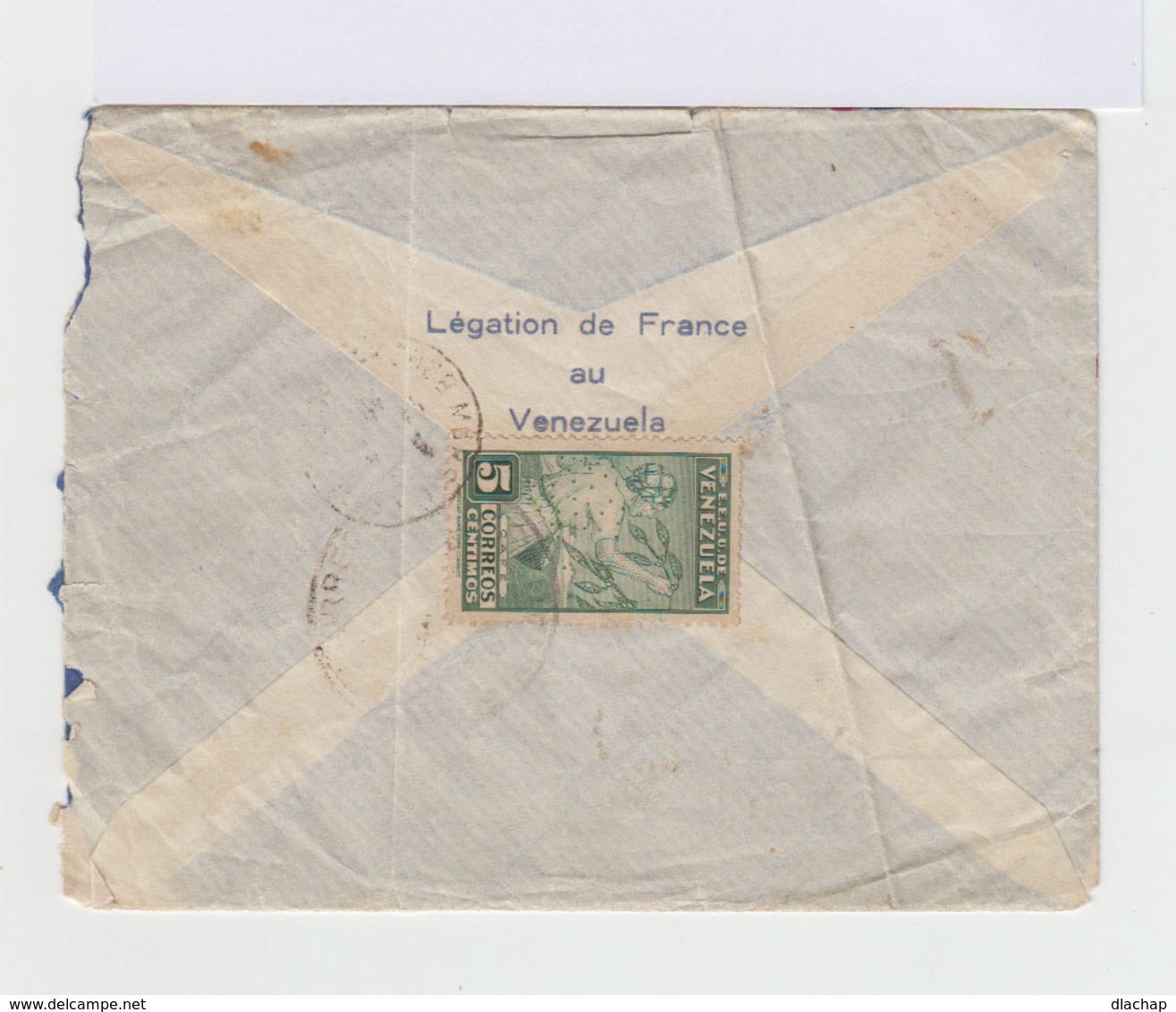 Enveloppe Recommandée Vénèzuela Par Avion. Via Natal. Trois Timbres 1938 Courrier Aérien. Un Timbre Bolivar 37,5 C. (732 - Venezuela