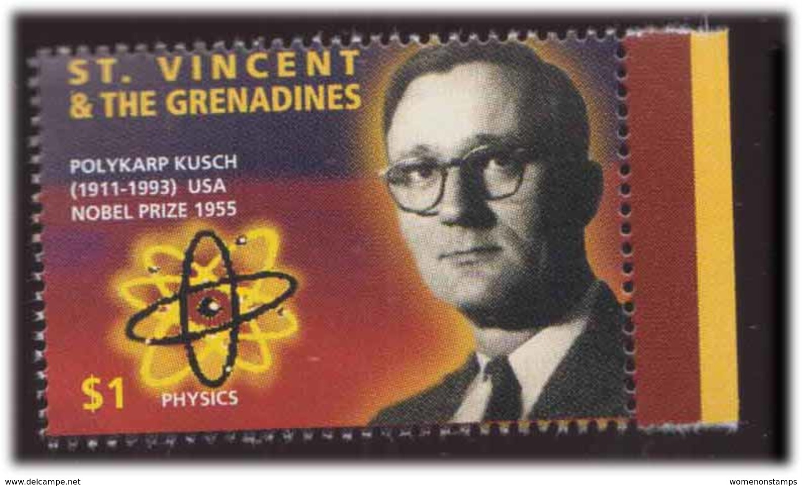 Polykarp Kusch USA-Noble Prize Physics-Measured Magnetic Moment Of Electron- -MNH-St. Vincent - Fisica