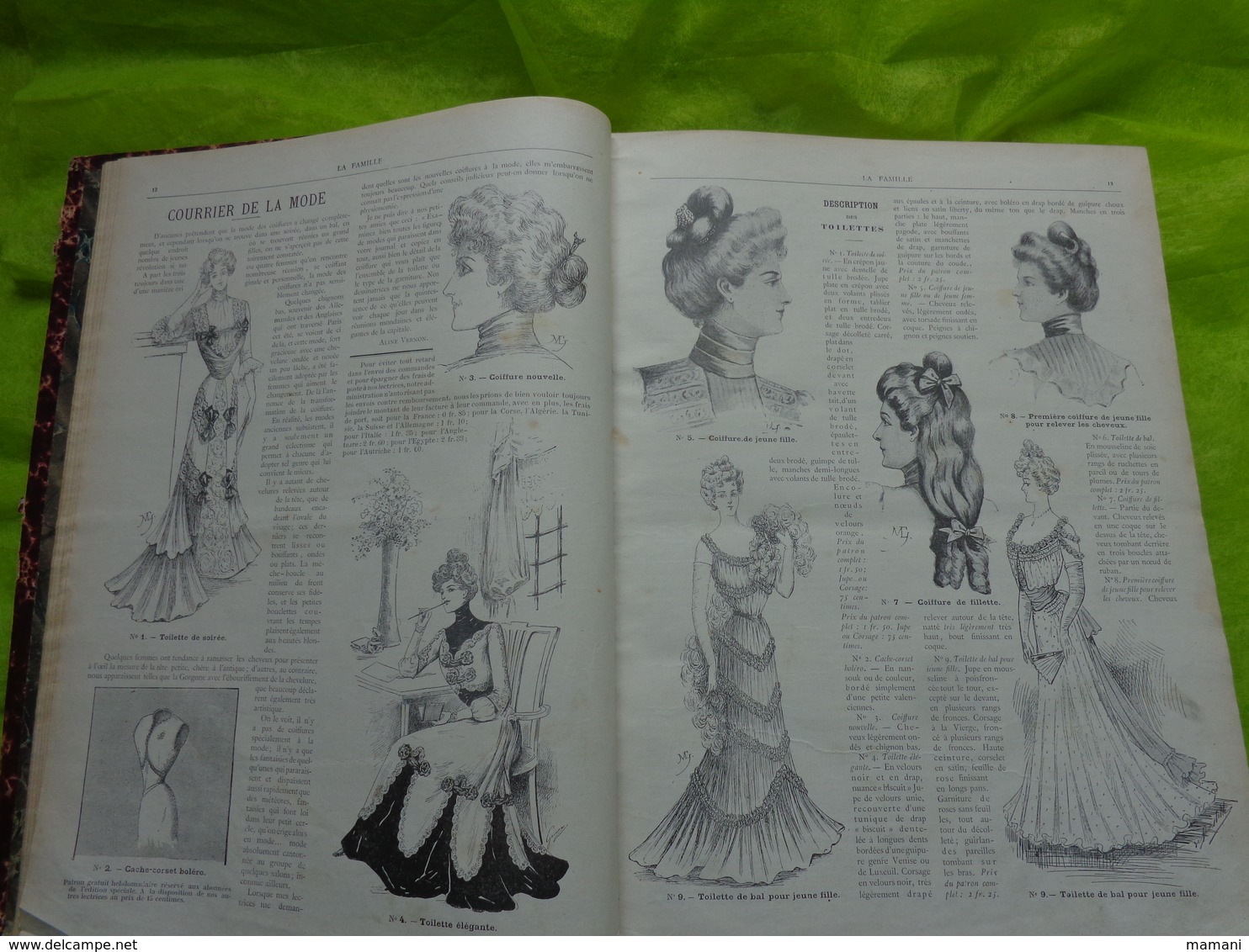 Reliure du journal "LA FAMILLE" ’année 1901 / Belles Gravures de Mode et Illustrations par RABIER