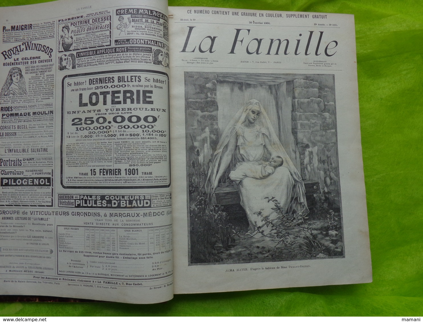 Reliure du journal "LA FAMILLE" ’année 1901 / Belles Gravures de Mode et Illustrations par RABIER