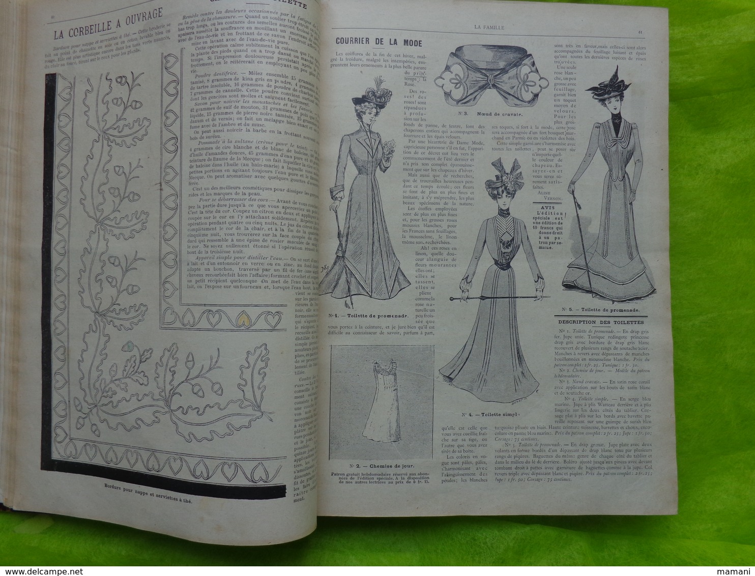 Reliure du journal "LA FAMILLE" ’année 1901 / Belles Gravures de Mode et Illustrations par RABIER