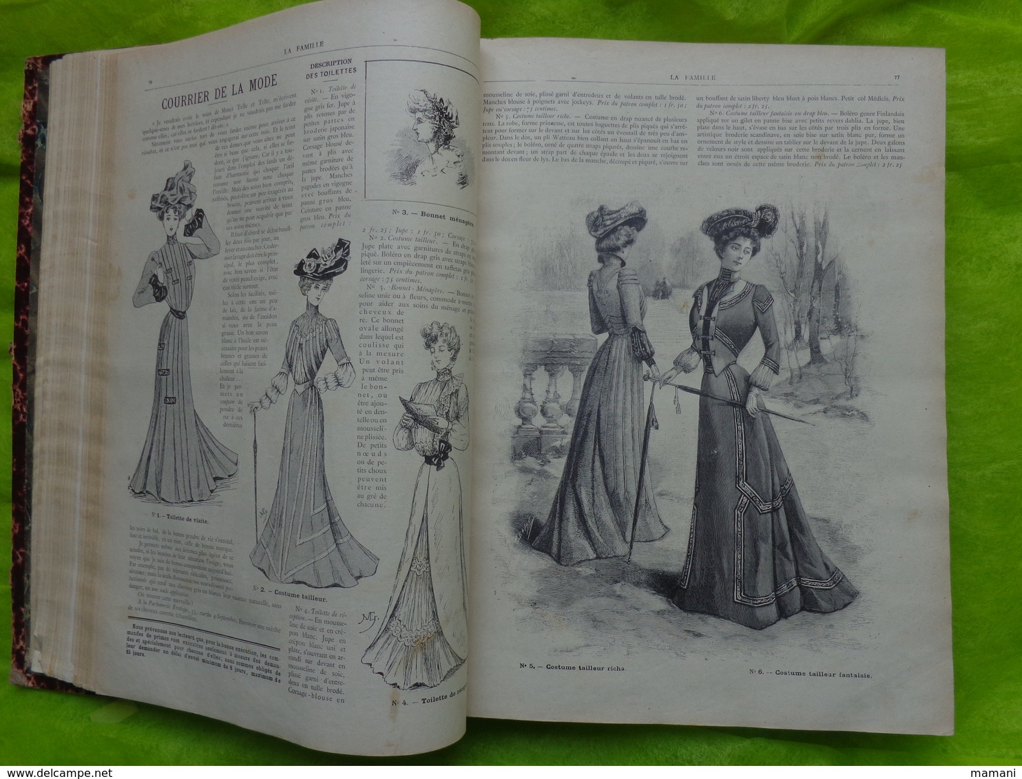 Reliure du journal "LA FAMILLE" ’année 1901 / Belles Gravures de Mode et Illustrations par RABIER