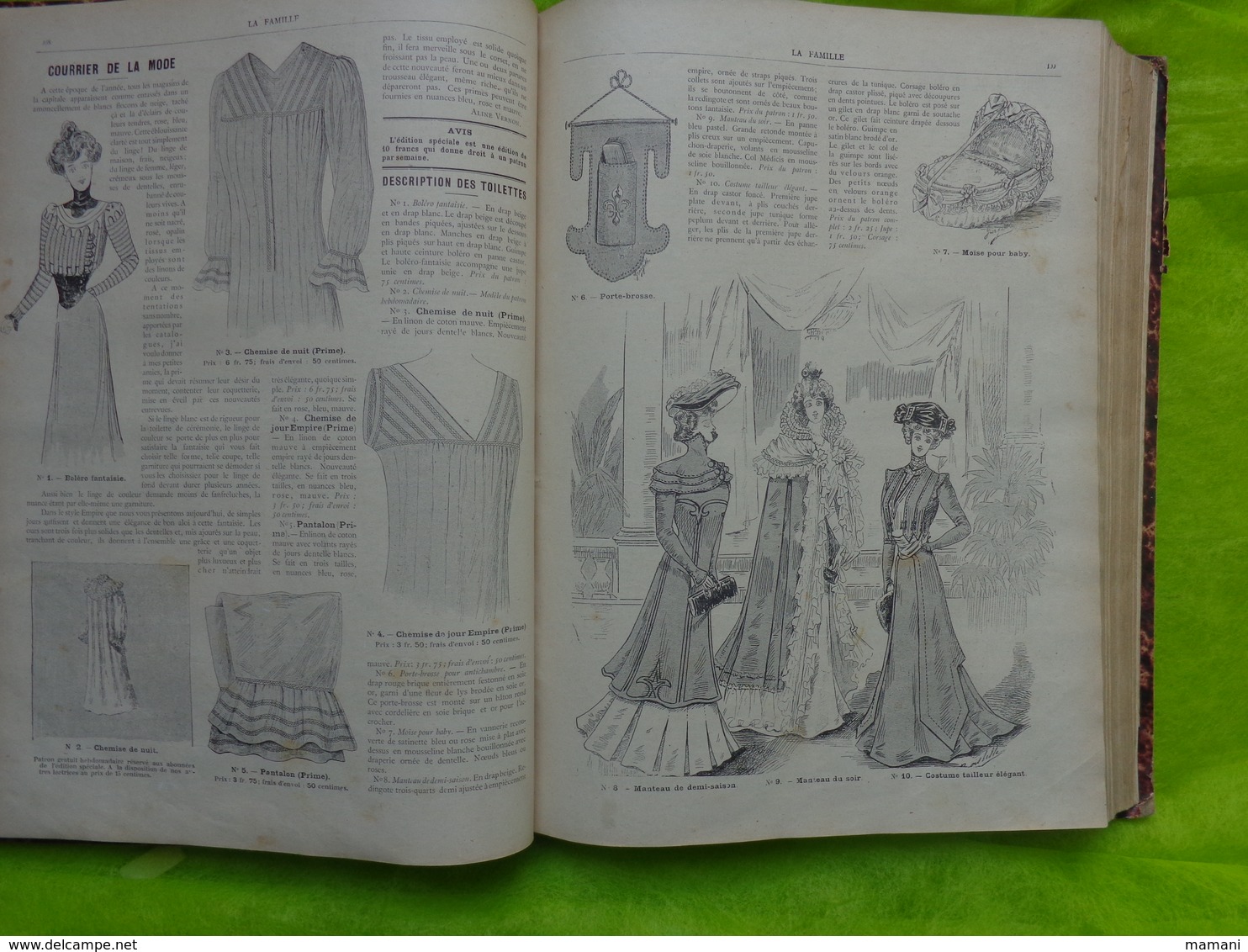 Reliure du journal "LA FAMILLE" ’année 1901 / Belles Gravures de Mode et Illustrations par RABIER