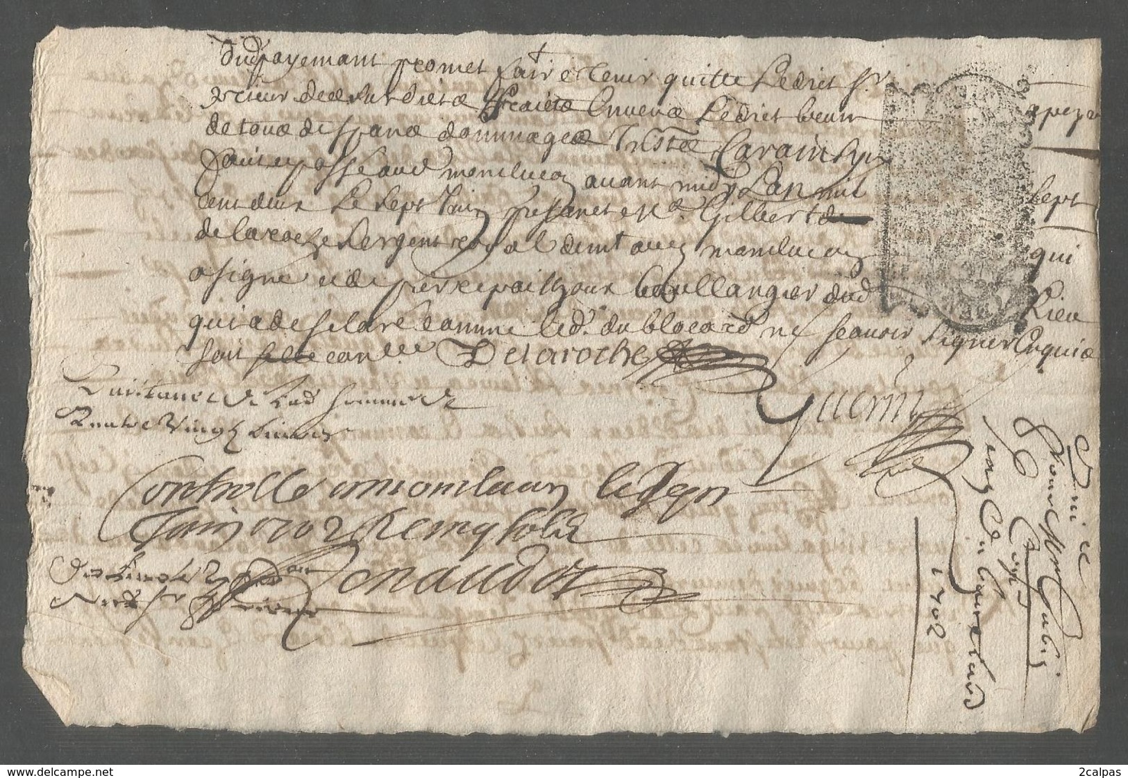 Cachets Generalité - Lot De 4 Documents De 1702 ; 1702 , 1713 , 1744 - Allier - Montluçon - Saint Victor - - Cachets Généralité