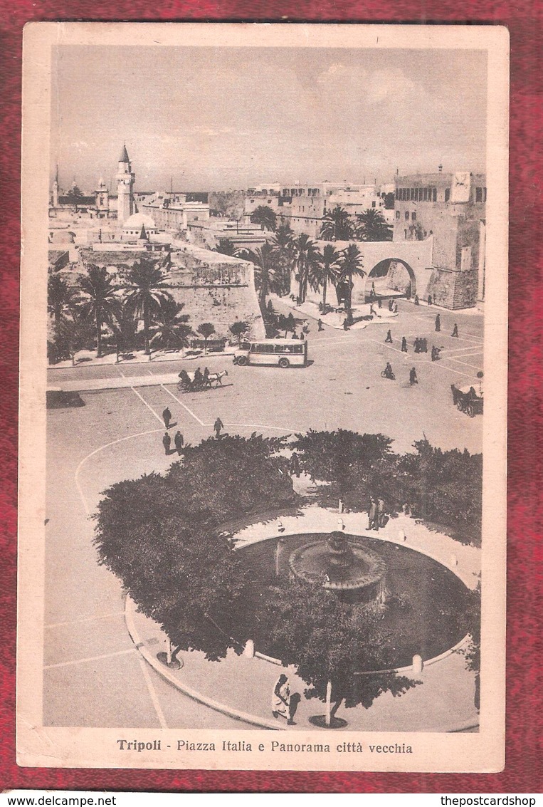 LIBYA TRIPOLI ENGLISH EGYPT PORT SAID PAQUEBOT PIAZZA ITALIA E PANORAMA CITTA VECCHIA POSTMARK POSTAL HISTORY - Libyen