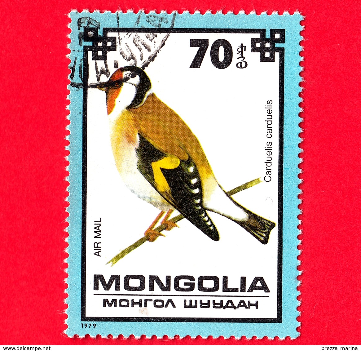 MONGOLIA - Usato - 1979 - Uccelli - Cardellino - European Goldfinch (Carduelis Carduelis) - 70 P. Aerea - Mongolia