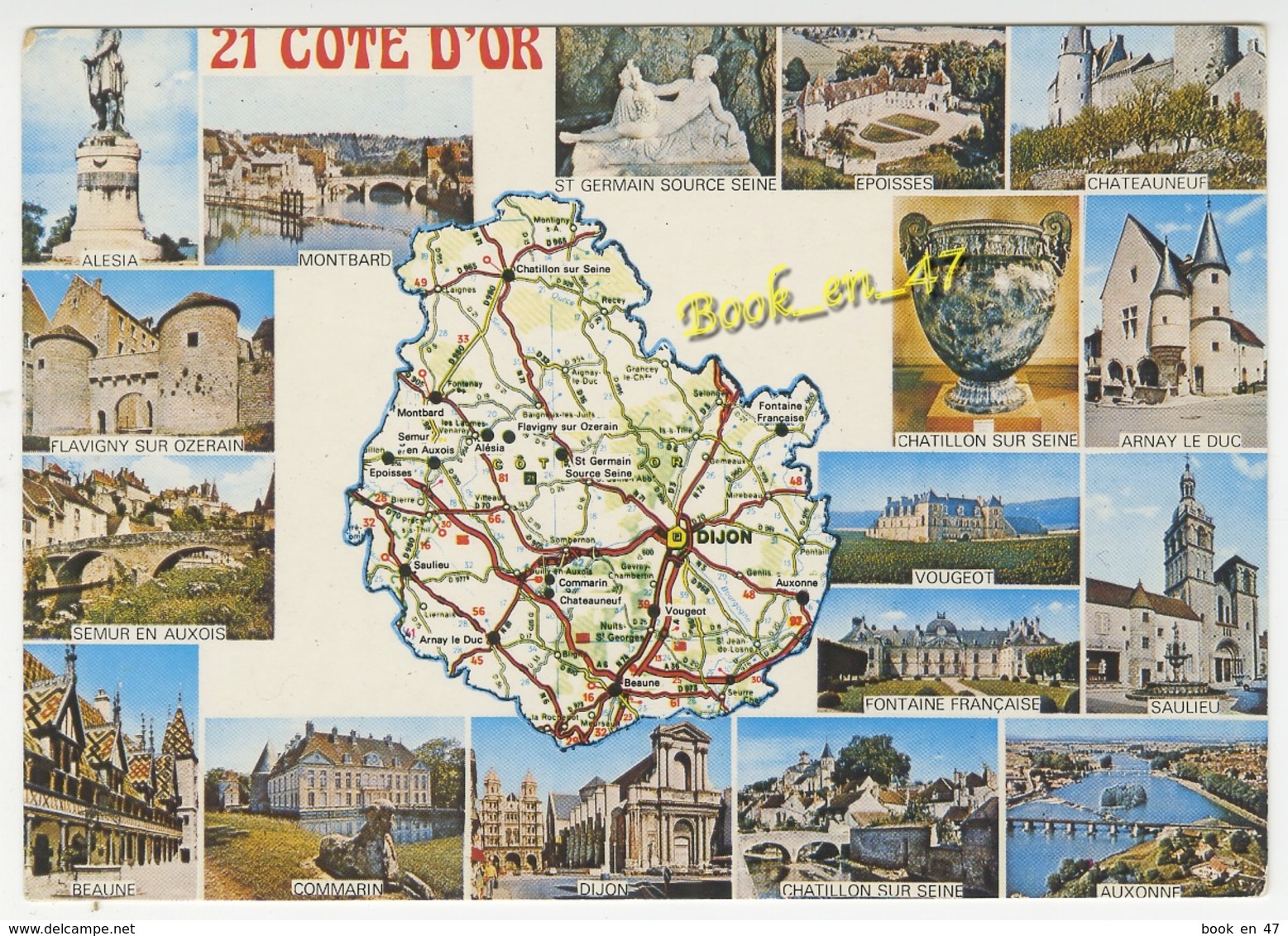 {78597} 21 Côte D' Or , Carte Et Multivues ; Arnay Le Duc , Montbard , Alésia , Vougeot , Commarin , Auxonne , Dijon - Cartes Géographiques