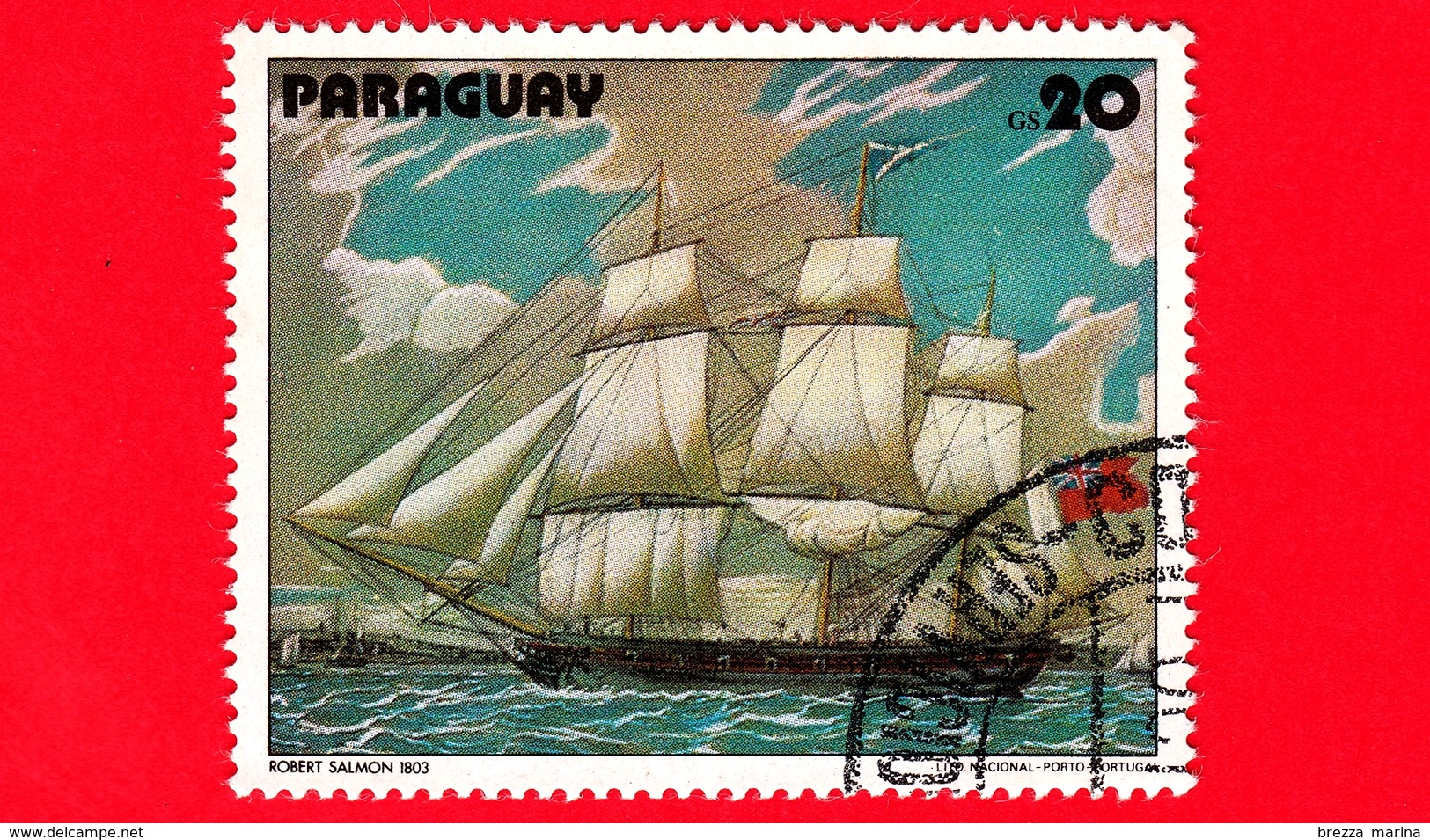 PARAGUAY - Usato - 1979 - Dipinti Di Barche A Vela - Navi - Velieri - Salmon: Warship - 20 - Paraguay