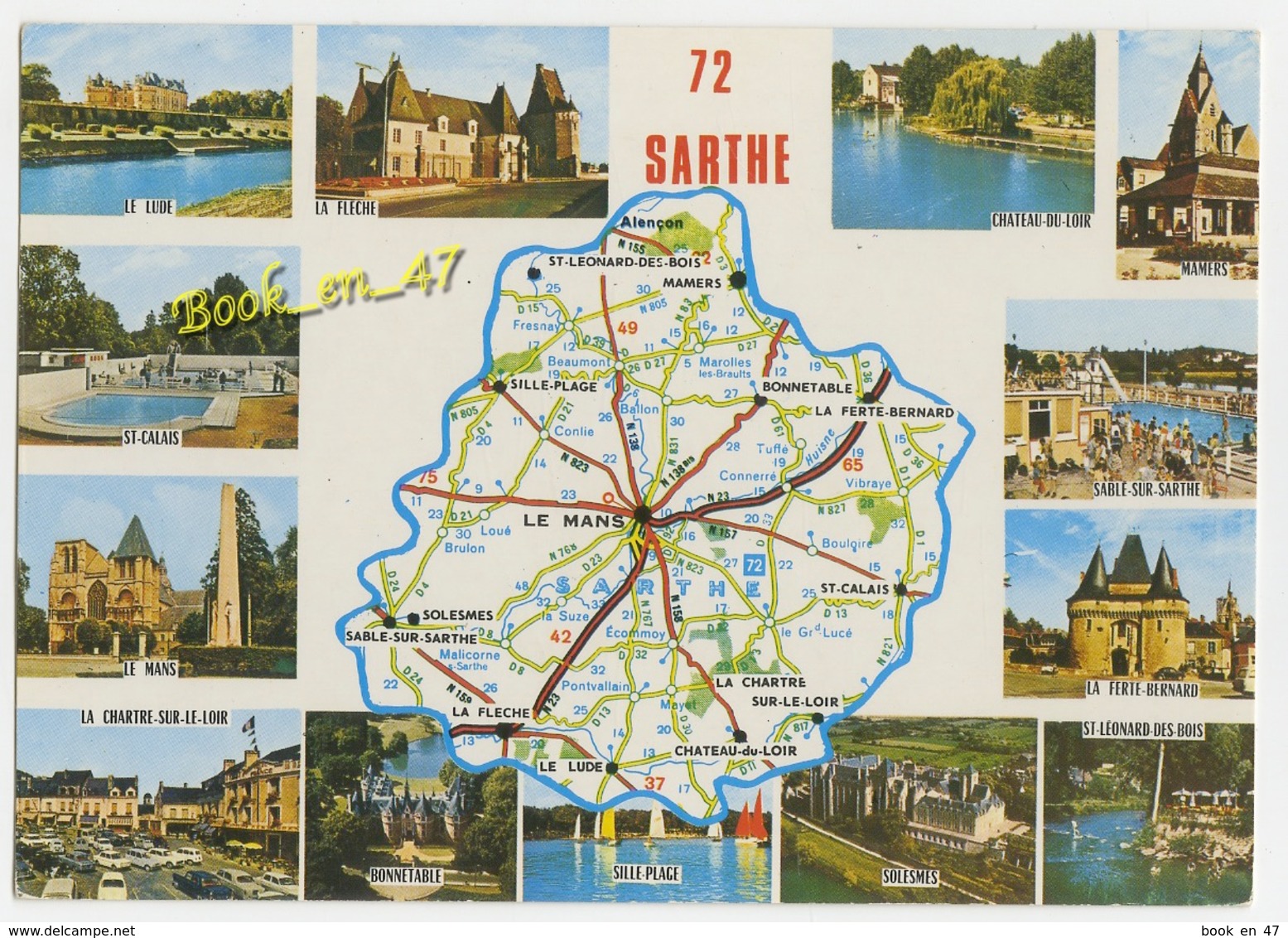 {78600} 72 Sarthe , Carte Et Multivues ; Le Lude , Le Mans , Mamers , Solesmes , Bonnetable , Château Du Loir - Cartes Géographiques